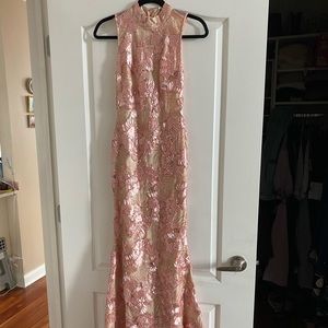 Fashion Nova Pink 3D Floral Gown